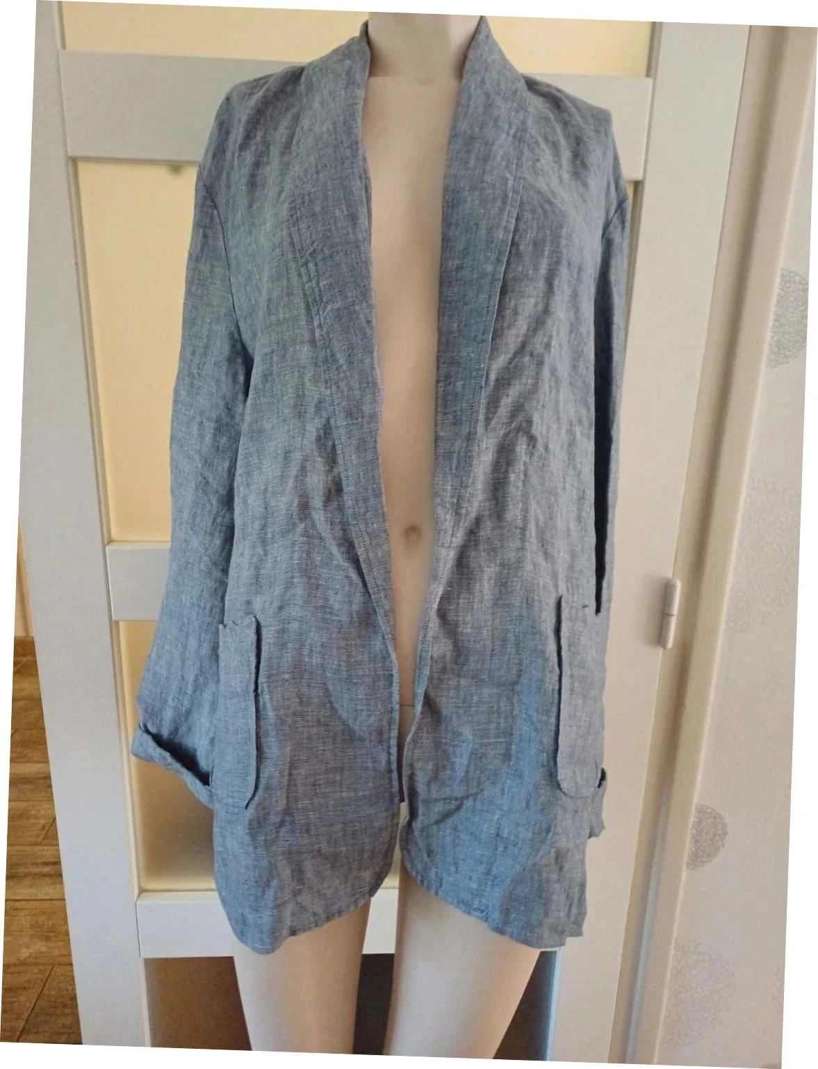 Veste blazer fluide 100% lin bleu chambray Burton of London - XL / 42-44